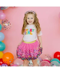 Little and Big Girls Raspberry Confetti Tutu Skirt