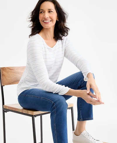 Style & Co Women's Printed Long-Sleeve Scoop-Neck Top, Macy's Exclusive
