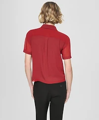 Dkny Women's Collared Short Sleeve Camp Shirt