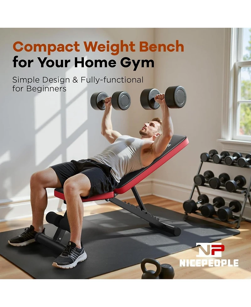 Fed Fitness Foldable Adjustable Weight Bench, 660LBS 8-Position Incline Bench for Chest Shoulder Home Gym