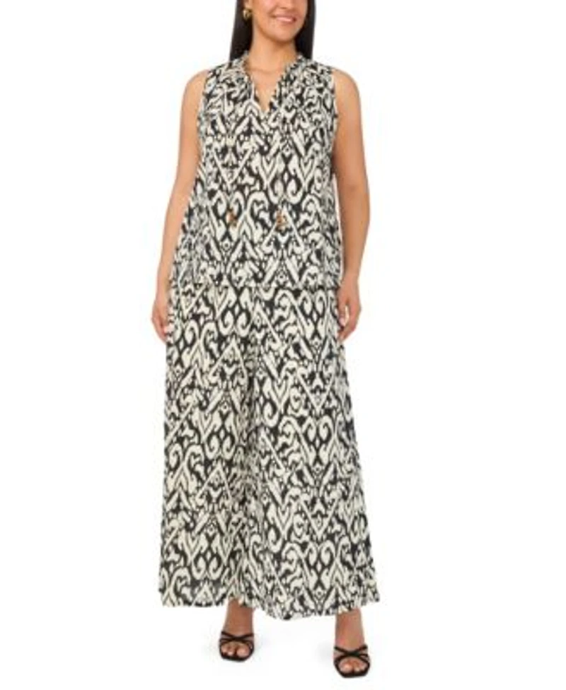 Vince Camuto V Neck Sleeveless Flowy Shell Top Mid Rise Cropped Wide Leg Pants