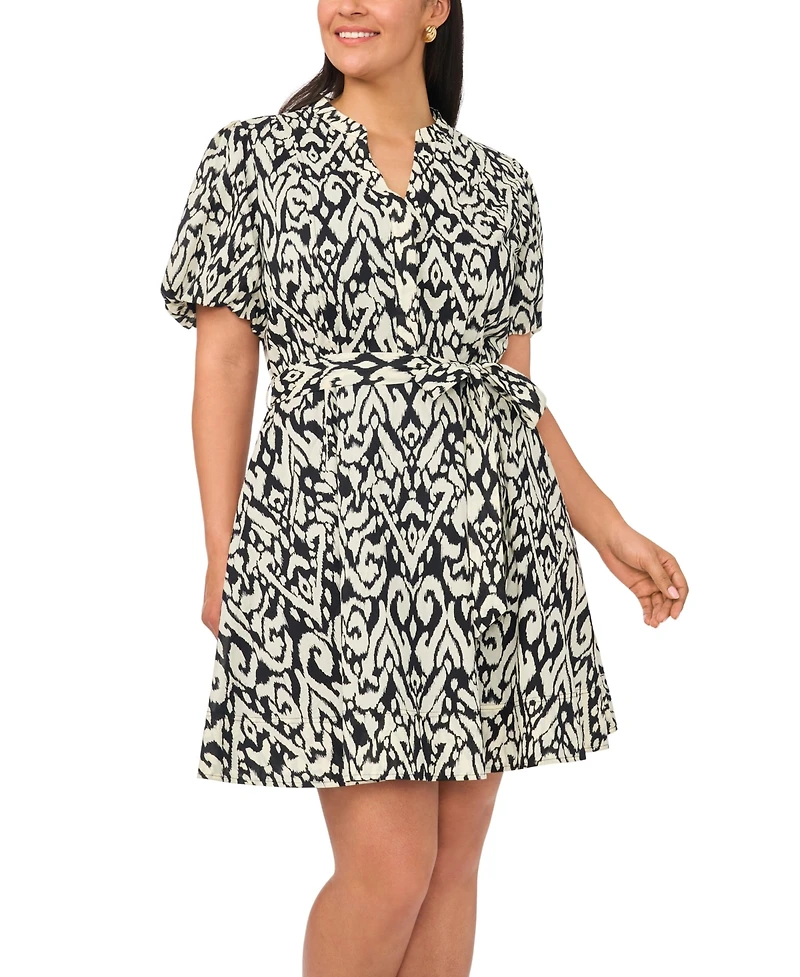 Vince Camuto Plus Size Puff-Sleeve Belted Mini Dress