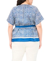 Vince Camuto Plus Crewneck Flutter-Sleeve Blouse