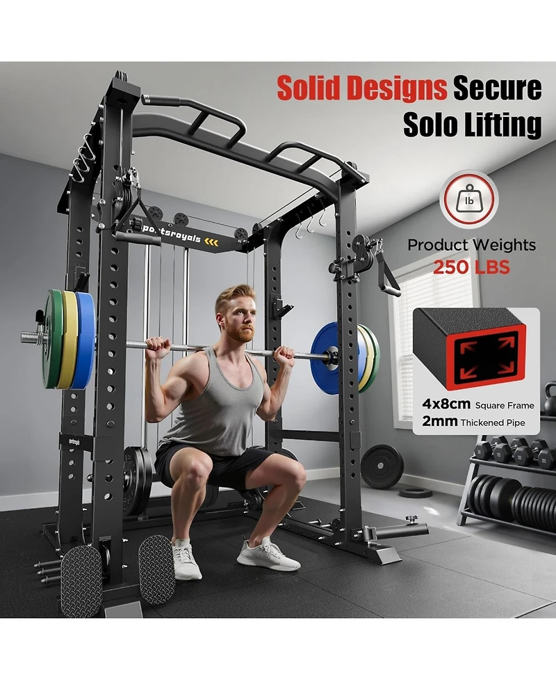 Fed Fitness 1600LBS Commercial Power Cage, Heavy-Duty Cable Crossover Squat Rack with Full Attachments, All-in-One Home Gym