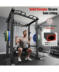 Fed Fitness 1600LBS Commercial Power Cage, Heavy-Duty Cable Crossover Squat Rack with Full Attachments, All-in-One Home Gym