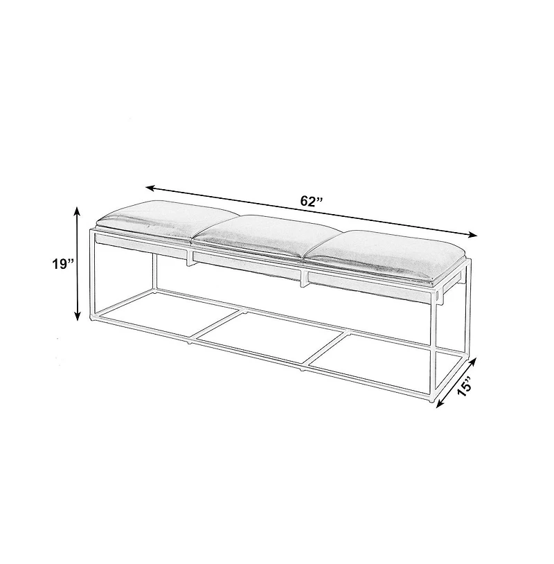 Butler Specialty Kane 62 in. W Leather and Iron Accent Bench