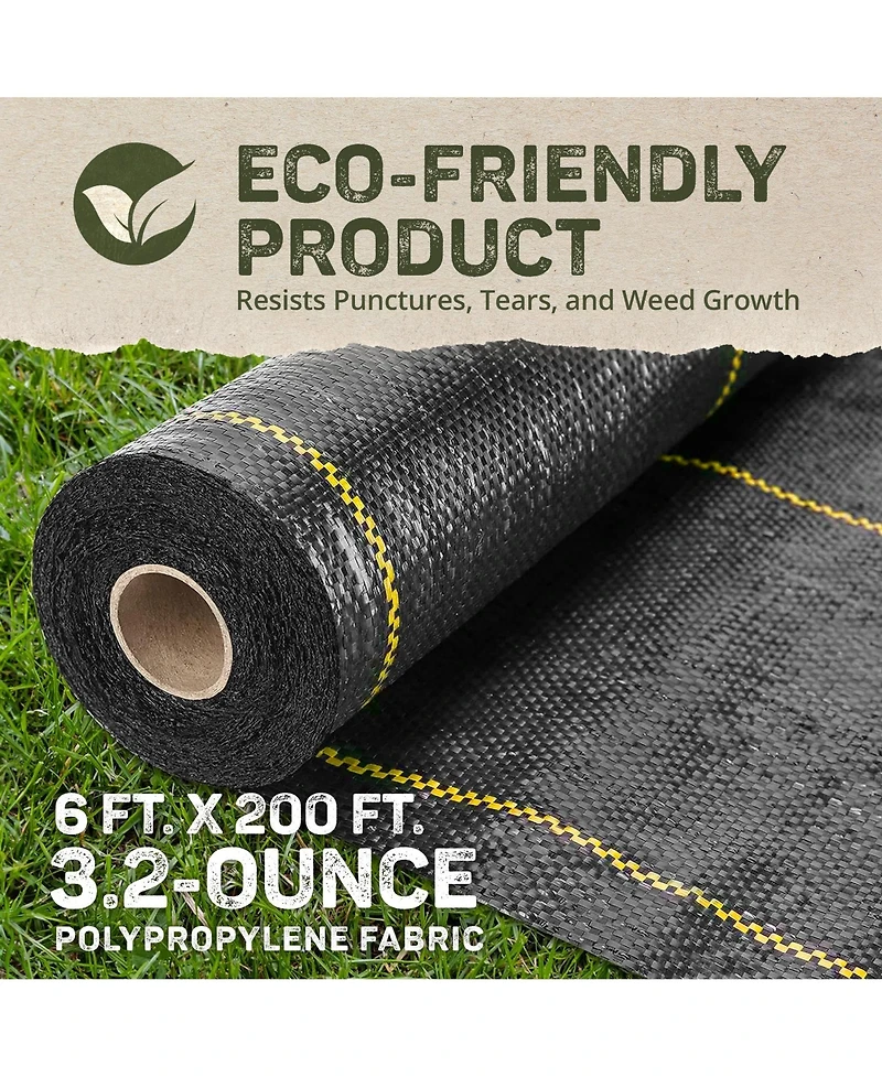 DeWitt Sunbelt 6 Foot Woven Weed Barrier Landscape Fabric Ground Cover, 200 Feet