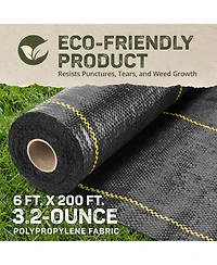 DeWitt Sunbelt 6 Foot Woven Weed Barrier Landscape Fabric Ground Cover, 200 Feet