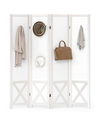 sumyeg 4-Panel Pegboard Room Divider Foldable Privacy Screen