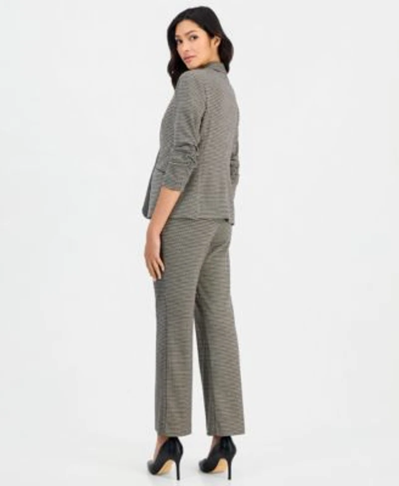 Anne Klein Essentials Petite One Button Scrunch Sleeve Jacket Nyc Compression Side Tab Pants