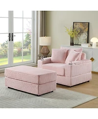 Streamdale Furniture Comfy Deep-Seat Sofa with Ottoman and 2 Toss Pillows