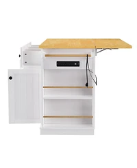 Streamdale Furniture 53 inch Large Kitchen Island with Drop Leaf, Power Outlet, and Storage