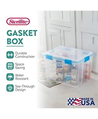 Sterilite 80-Qt Clear Plastic Stackable Storage Bin w/ Gasket Latch Lid, 8 Pack