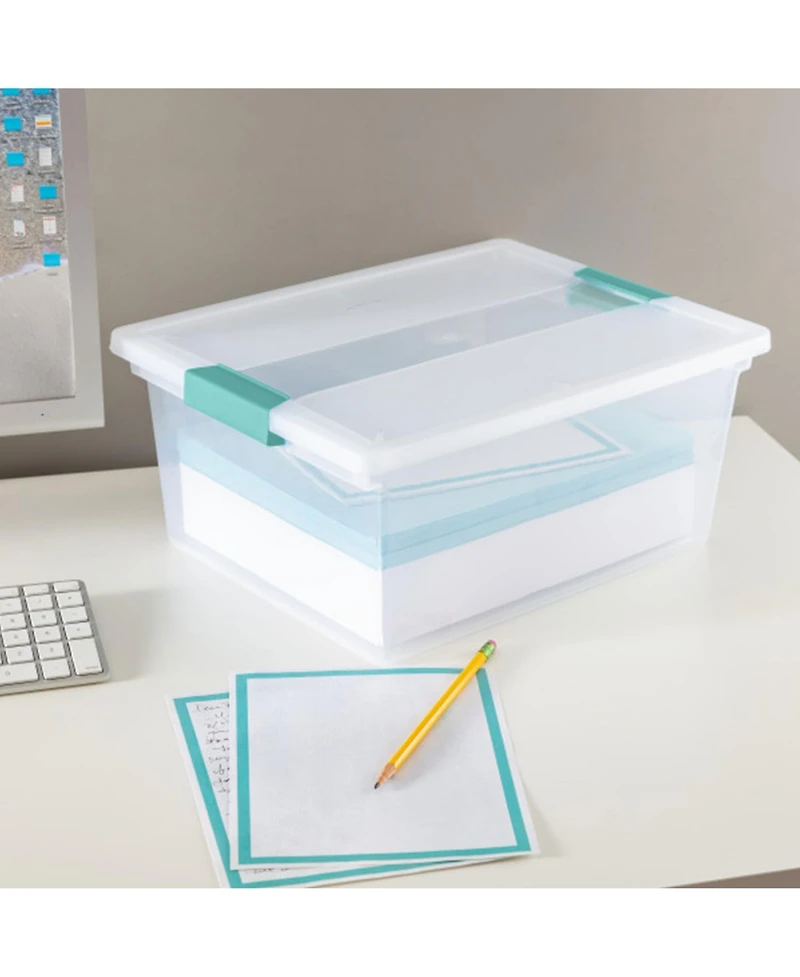 Sterilite Deep Clear Plastic Stackable Storage Bin with Clear Latch Lid, 8 Pack