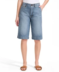 Lands' End Women's Recover Denim Mid Rise 12" Trouser Shorts