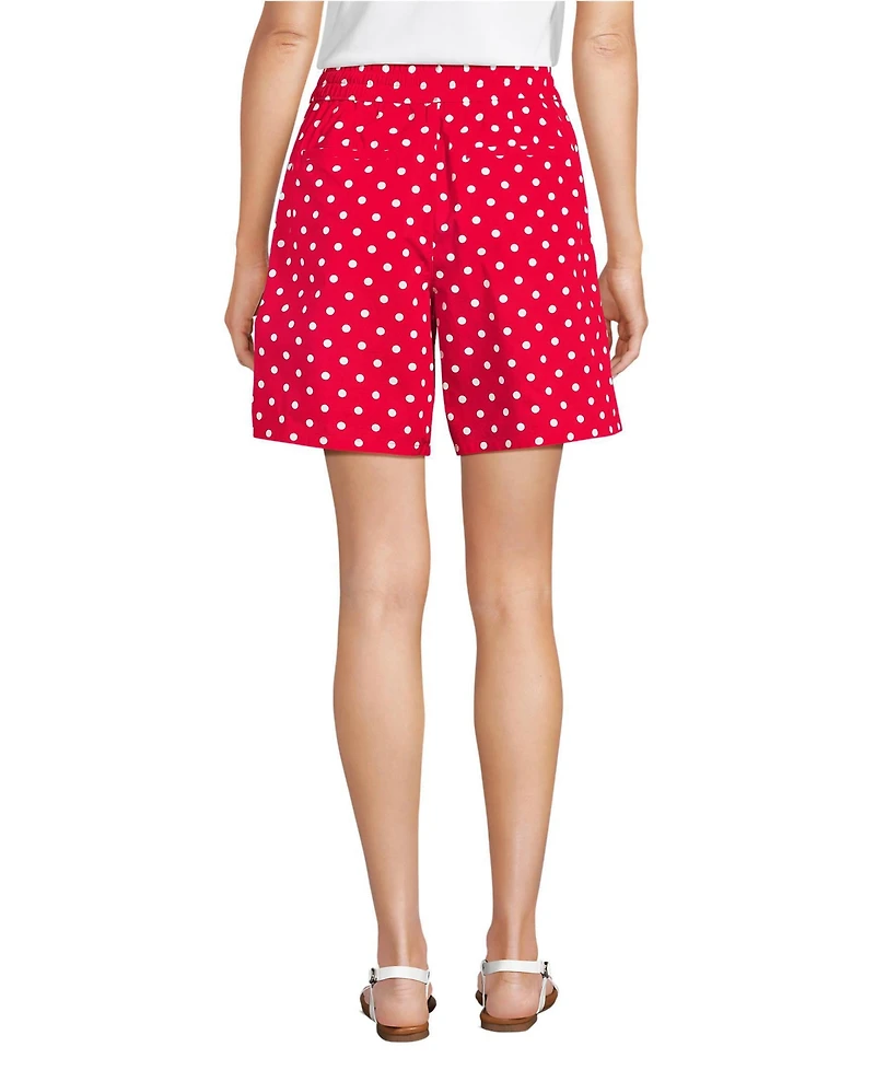 Lands' End Women's Poplin High Rise Pull On 7" Shorts