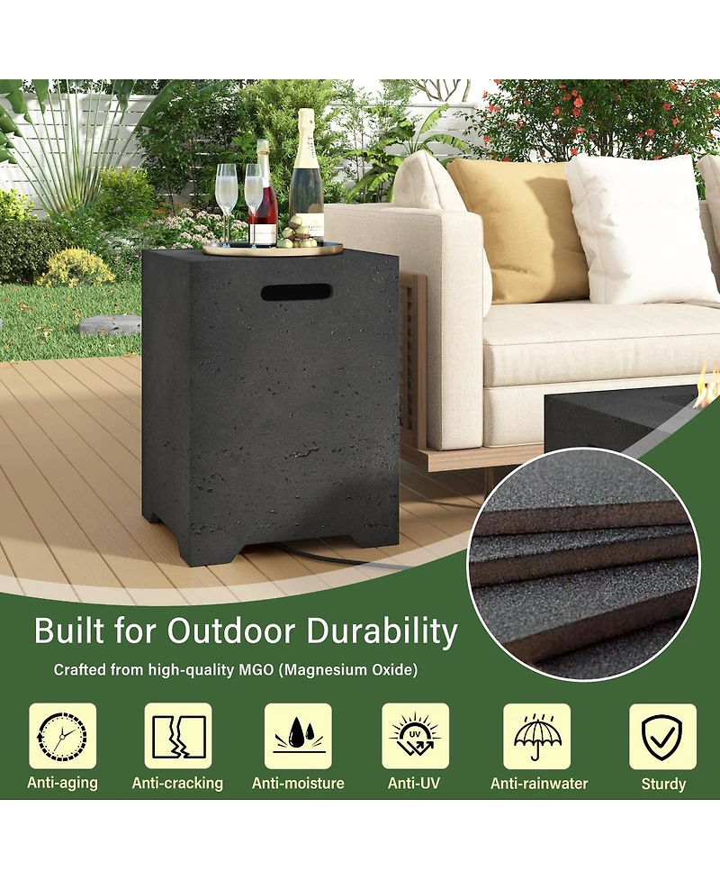 Streamdale Furniture 24 inch Square Propane Fire Pit Table Set with Tank Cover and Accessories