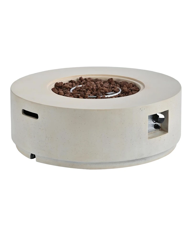 Streamdale Furniture 38.2 inch Round Propane Fire Pit Table with Faux Stone Finish, 50,000 Btu