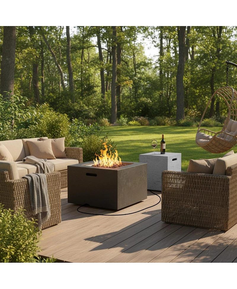 Streamdale Furniture 24 inch Square Propane Fire Pit Table Set with Tank Cover and Accessories