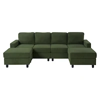 Streamdale Furniture Oversized U-Shaped Corduroy 4-Seat Sectional Sofa with Double Chaise