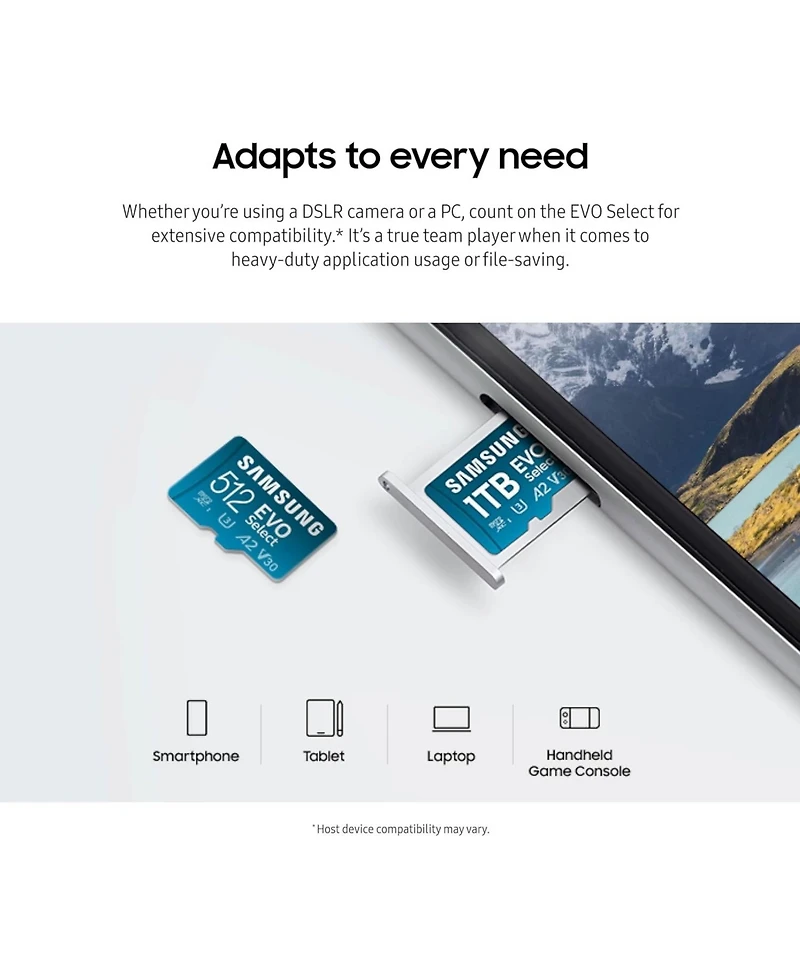 Samsung 256GB Evo Select MicroSD Memory Card