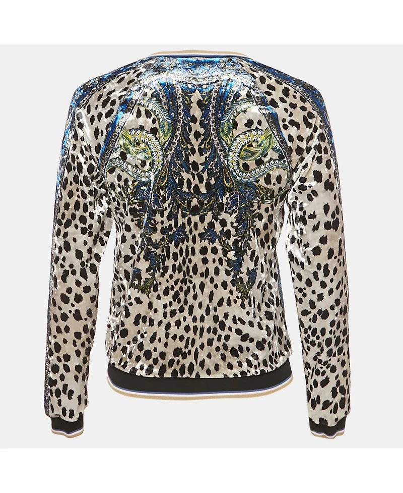 Pre-Owned Roberto Cavalli Women's Gym Multicolor Printed Velvet Zip