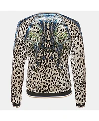 Pre-Owned Roberto Cavalli Women's Gym Multicolor Printed Velvet Zip