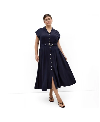 City Chic Women's Liliyana Belted Linen Dress
