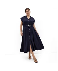 City Chic Women's Liliyana Belted Linen Dress