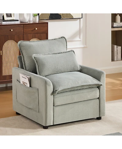 Streamdale Furniture Modern 31.9" Plush Upholstered Accent Chair with Side Storage Pockets, Green