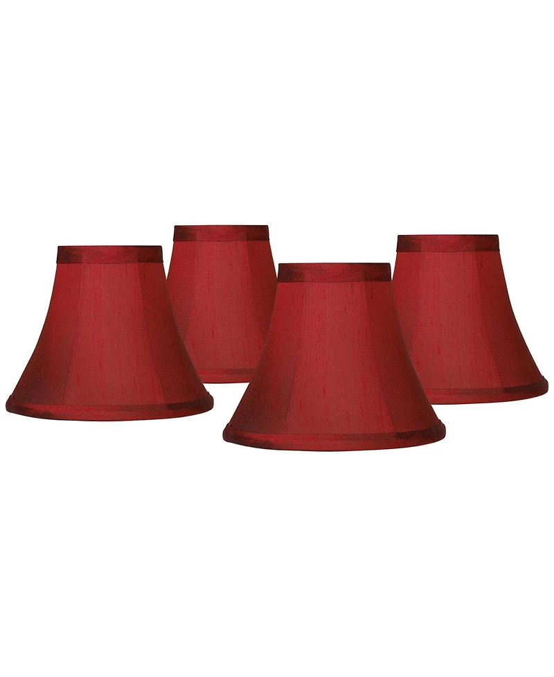 Springcrest Set of 4 Bell Lamp Shades Faux Silk Small 3" Top x 6" Bottom x 5" High Candelabra Clip-On Fitting
