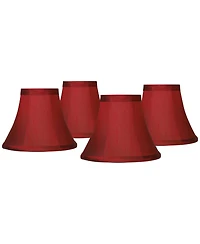 Springcrest Set of 4 Bell Lamp Shades Faux Silk Small 3" Top x 6" Bottom x 5" High Candelabra Clip-On Fitting