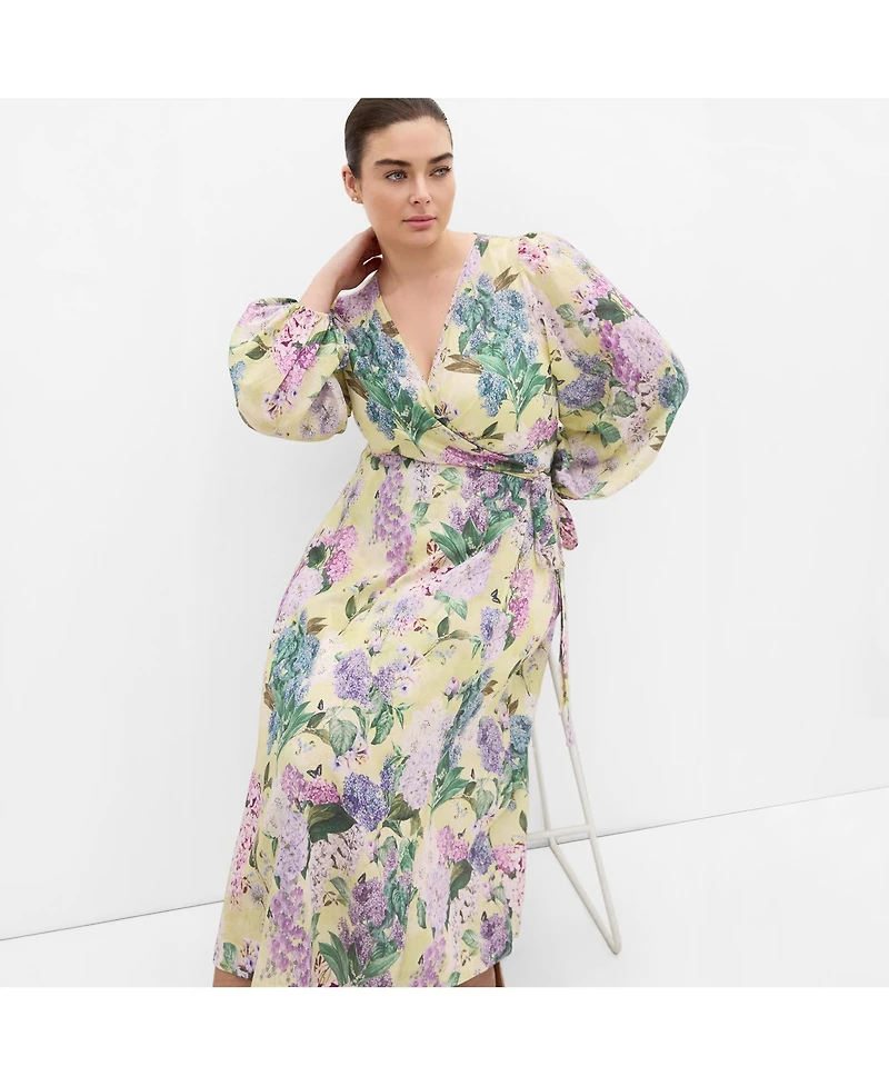 City Chic Women's Anastasia Hydrangea Print Wrap Maxi Dress