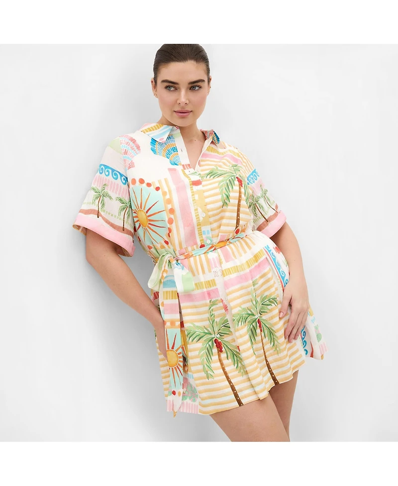 City Chic Women's Lia Sea Dream Placement Print Mini Dress