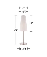 360 Lighting Snippet Modern Table Lamp 26" High Brushed Nickel Cone Shade for Bedroom Living Room Bedside Nightstand Office Kids Family House