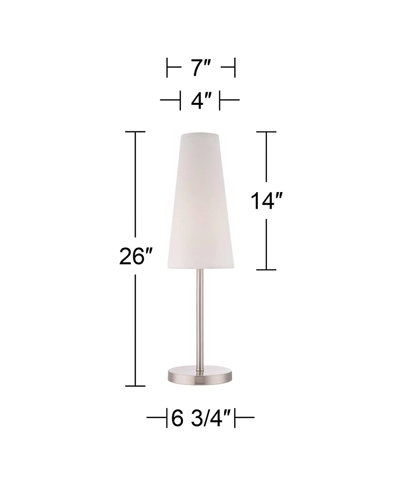 360 Lighting Snippet 26" High Modern Accent Table Lamps Set of 2 Brushed Nickel Finish Metal Living Room Bedroom Bedside