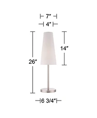 360 Lighting Snippet 26" High Modern Accent Table Lamps Set of 2 Brushed Nickel Finish Metal Living Room Bedroom Bedside