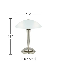360 Lighting Deco Modern Accent Table Lamps 17" High Set of 2 Brushed Steel Touch On Glass Dome Shade for Bedroom Bedside Nightstand Office