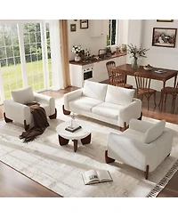 Streamdale Furniture 3-Piece Modern Boucle Sofa Set: 1 Loveseat and 2 Armchairs