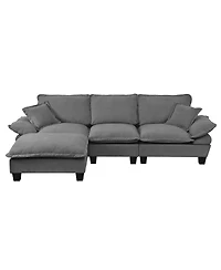 Streamdale Furniture Modular L-Shape Cloud Sofa with Ottoman and Pillows