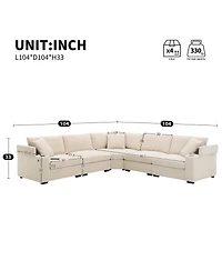 Streamdale Furniture 104" Convertible L-Shaped Corduroy Sectional with Storage and Usb Charger