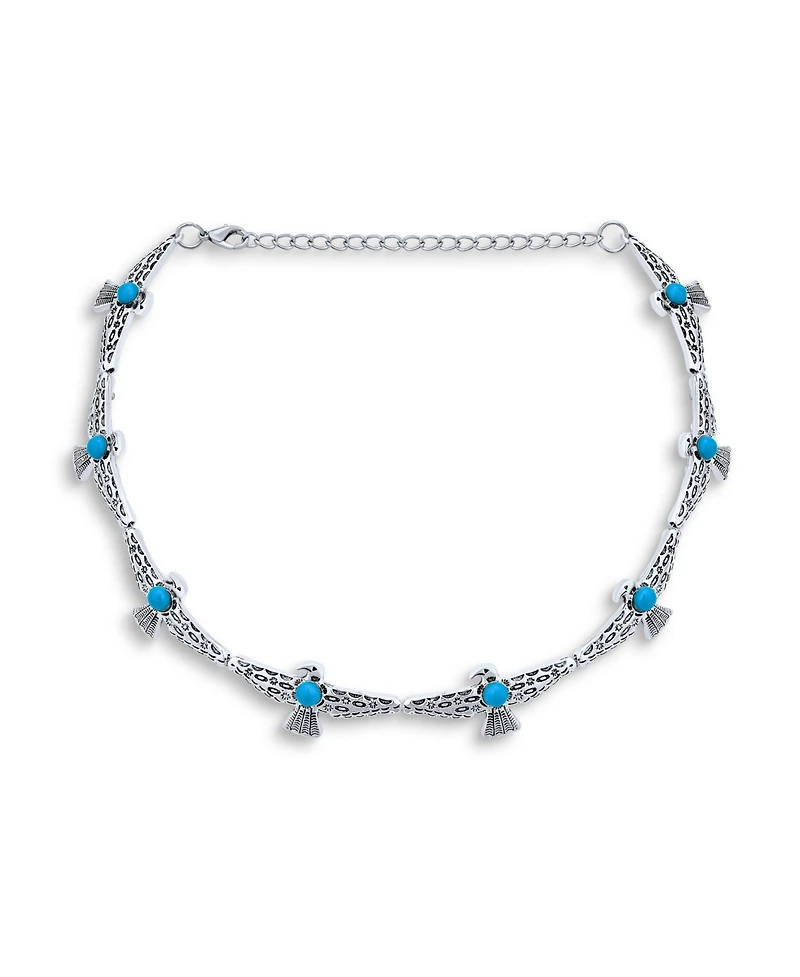 Bling Jewelry Southwestern Eagle Bird Necklace Choker with Turquoise Accents Adjustable Fashion Statement Jewelry