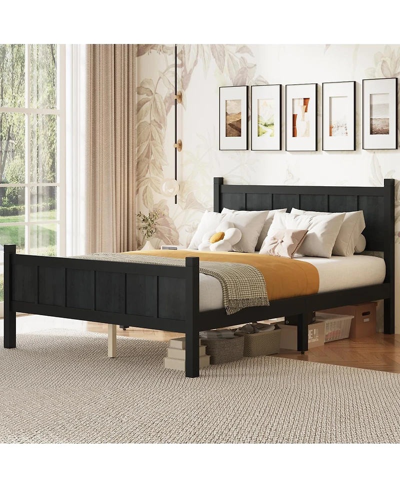 Streamdale Furniture Minimalist Modern Platform Bed with Headboard and Footboard