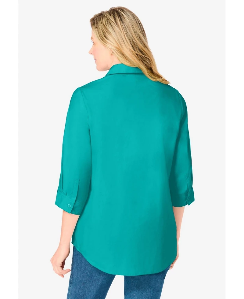 Woman Within Women's Perfect Three Quarter Sleeve Shirt