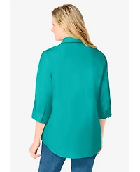 Woman Within Women's Perfect Three Quarter Sleeve Shirt