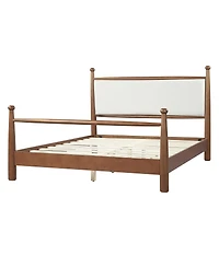 Streamdale Furniture Solid Poplar and Plywood Bed Frame with Upholstered Headboard