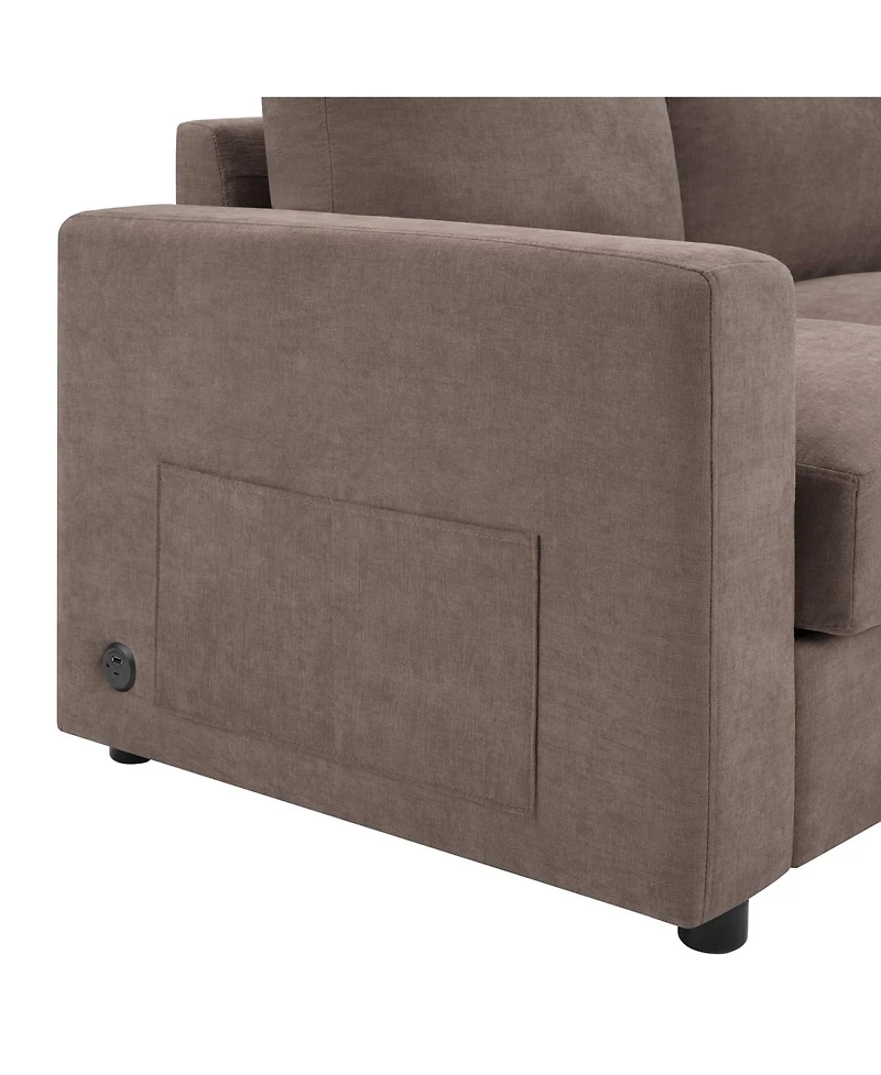 Streamdale Furniture Modern 84.6" L-Shaped Sectional Sofa with Curved Chaise and Usb Ports