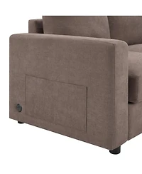 Streamdale Furniture Modern 84.6" L-Shaped Sectional Sofa with Curved Chaise and Usb Ports