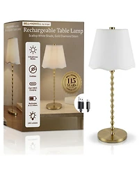 Bell + Howell Stem Scallop Shade Rechargeable Touch Control Led Dimmable Cordless Table Lamp
