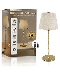 Bell + Howell Stem Scallop Shade Rechargeable Touch Control Led Dimmable Cordless Table Lamp
